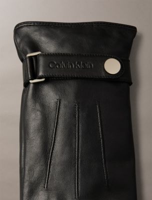 Мужские перчатки Calvin Klein Smooth Leather Strap Gloves, цвет: Чёрный — фото 3