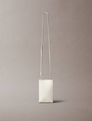 Line Mini Leather Crossbody Bag, Chalk
