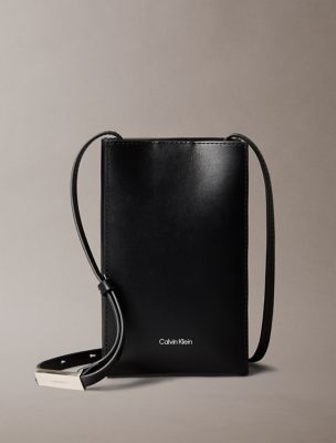 Line Mini Leather Crossbody Bag, Black