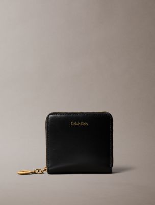Leather Zip Wallet, Black