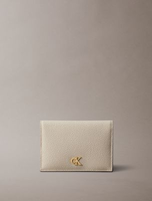 Minimal Monogram Flap Card Case, Chateau Gray