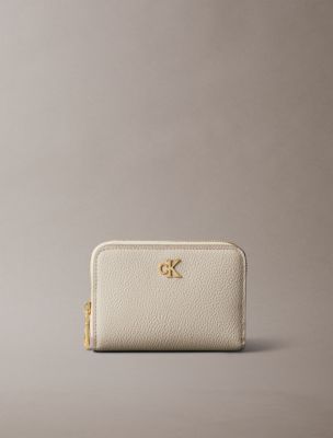 Minimal Monogram Zip Flap Wallet, Chateau Gray