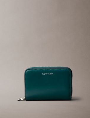 Leather Medium Zip Wallet, Maya Blue