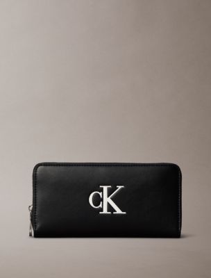 Bold Monogram Long Zip Wallet, Black