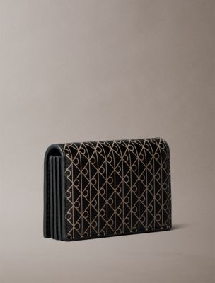 Женский кошелёк Calvin Klein Allover Emblem Logo Accordion Card Case, цвет: Чёрный — фото 2