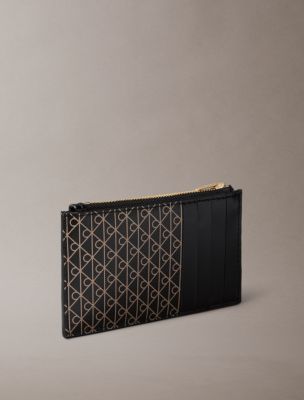 Женские кошельки Calvin Klein Allover Emblem Logo Top Zip Card Case — фото 2