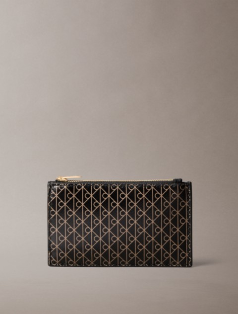 Женские кошельки Calvin Klein Allover Emblem Logo Top Zip Card Case