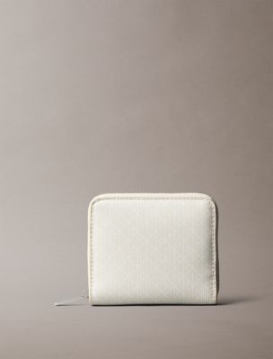 Allover Monogram Square Zip Wallet, Lily White Aop
