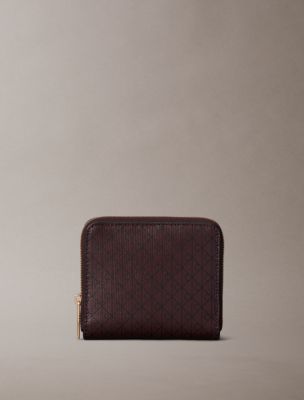 Calvin Klein Women's Allover Monogram Square Zip Wallet In Fudge  Aop