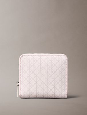 Allover Monogram Square Zip Wallet, Gray Lilac / Violet Ice AOP