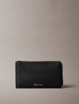 Foil Logo Top Zip Card Case, Black/Toasted Coconut