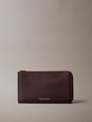 Foil Logo Top Zip Card Case, Fudge/Espresso