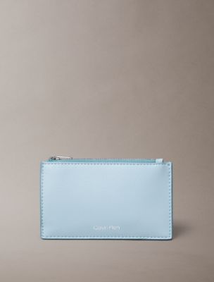 Foil Logo Top Zip Card Case, Palest Blue/Smoke Blue