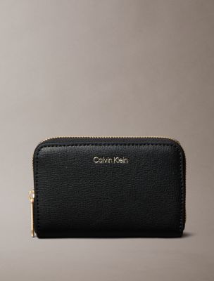 Foil Logo Square Zip Wallet, Black/Toasted Coconut