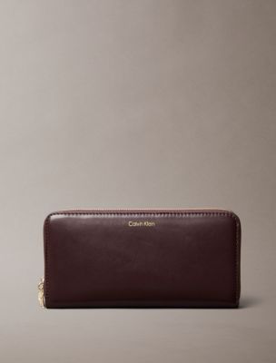 Leather Large Zip Wallet, Fudge