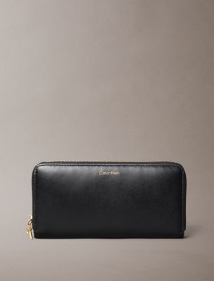 Leather Large Zip Wallet, Black