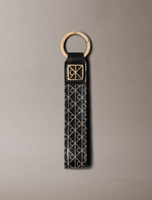 Allover Monogram Logo Key Fob, Black