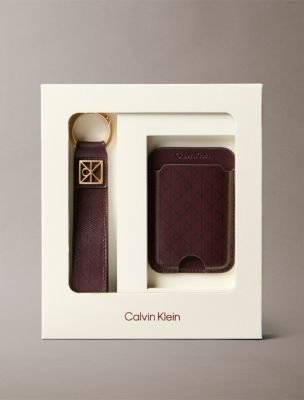 Allover Monogram Logo Key Fob and Card Case, Fudge Aop