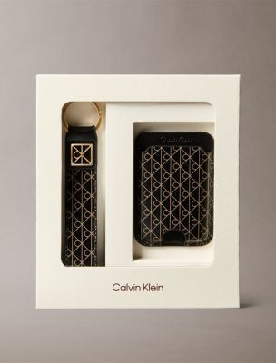Allover Monogram Logo Key Fob and Card Case, Black