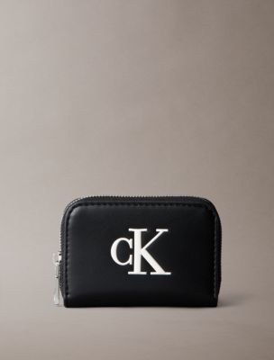 Bold Monogram Medium Zip Wallet, Black/White