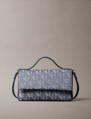 Allover Monogram Flap Crossbody Bag, Blue Indigo / Atmosphere