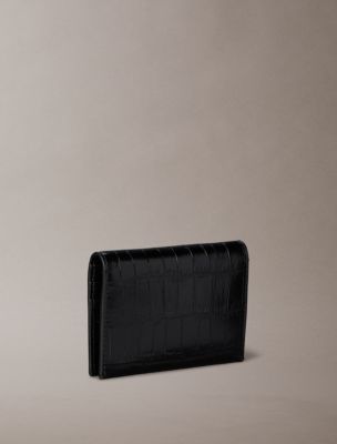 Женский кошелёк Calvin Klein Croc Minimal Monogram Card Case, цвет: Чёрный — фото 2