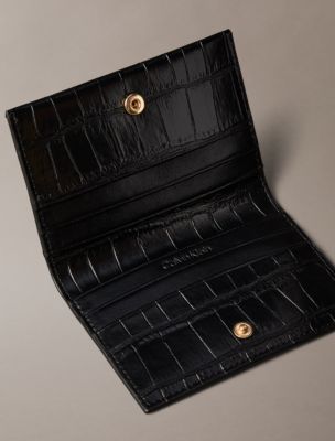 Женский кошелёк Calvin Klein Croc Minimal Monogram Card Case, цвет: Чёрный — фото 3