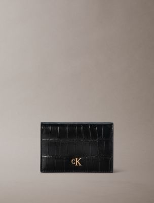 Женский кошелёк Calvin Klein Croc Minimal Monogram Card Case, цвет: Чёрный — фото 1
