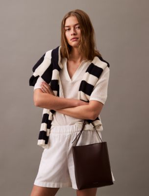 Line Leather Crossbody Bag | Calvin Klein