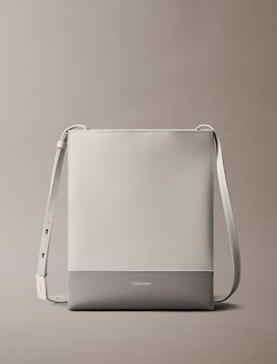 Line Leather Crossbody Bag, Mirage Gray