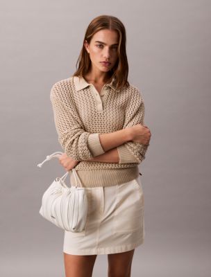 ★ ★ Women's CKJ Drawstring Crossbody Ivory 4K30 Drawstring Crossbody Bag | Calvin Klein