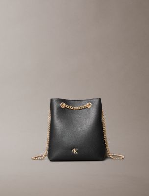 Minimal Monogram Bucket Bag, Black