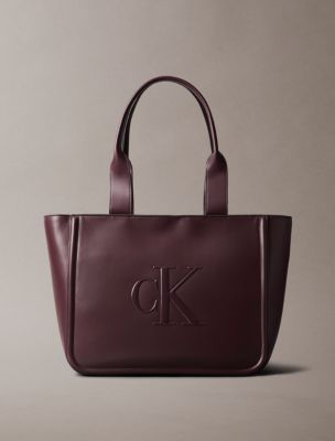 Embossed Monogram Logo Tote Bag, Fudge