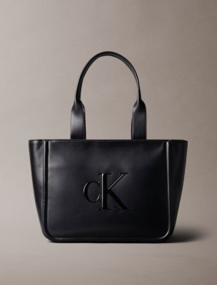 Embossed Monogram Logo Tote Bag, Black