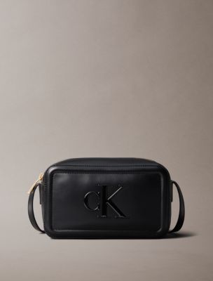 Embossed Monogram Logo Camera Bag, Black
