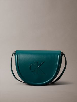 Embossed Monogram Logo Saddle Bag, Maya Blue