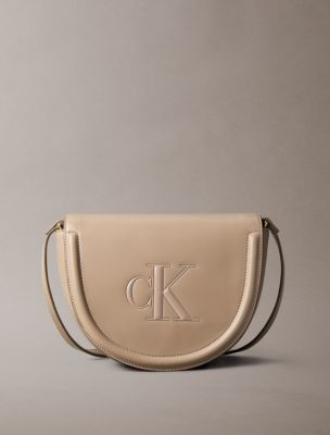 Embossed Monogram Saddle Bag, Desert Taupe