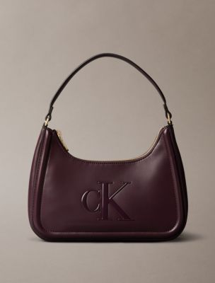 Embossed Monogram Logo Shoulder Bag, Fudge
