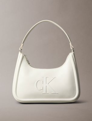 Embossed Monogram Logo Shoulder Bag, Lily White