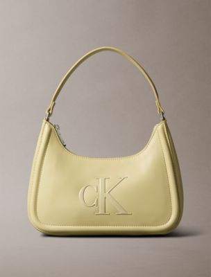 Embossed Monogram Logo Shoulder Bag, Mint Tea