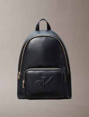 Embossed Monogram Logo Backpack, Black