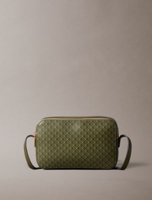 Allover Emblem Logo Camera Bag , Olive Night Seagrass Aop