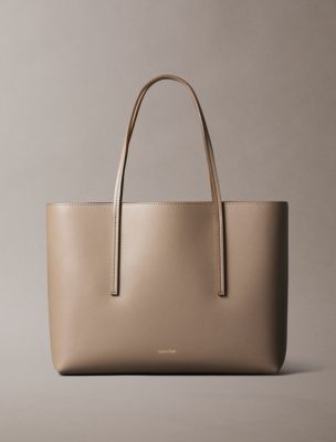 Foil Logo Small Tote Bag, Desert Taupe