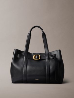 Belted Tote Bag, Black