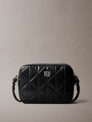 Quilted Emblem Logo Camera Bag, Black