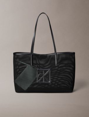 Emblem Logo Mesh Tote Bag, Black