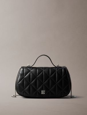 Quilted Emblem Logo Handle Chain Bag