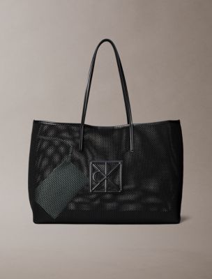 Emblem Mesh Tote Bag, Black