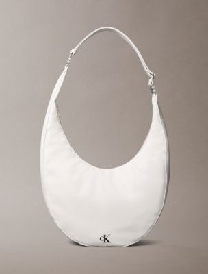 Curved Shoulder Bag, White Alyssum
