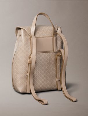 Calvin Klein Tan and Cream Logo-Trim Backpack 4F3507G_3I6_main main image 3